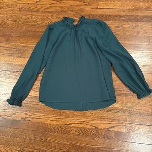 Staccato Emerald Green Blouse, Ruffle Neck & Sleeves